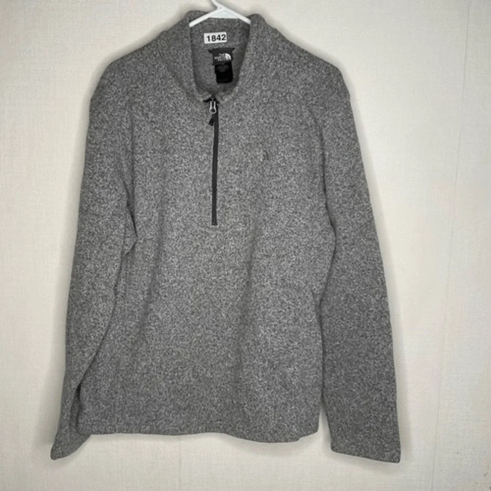 The North Face Gray Quarter Zip Fleece Pullover Jacket Large Hiking Gorp Camping